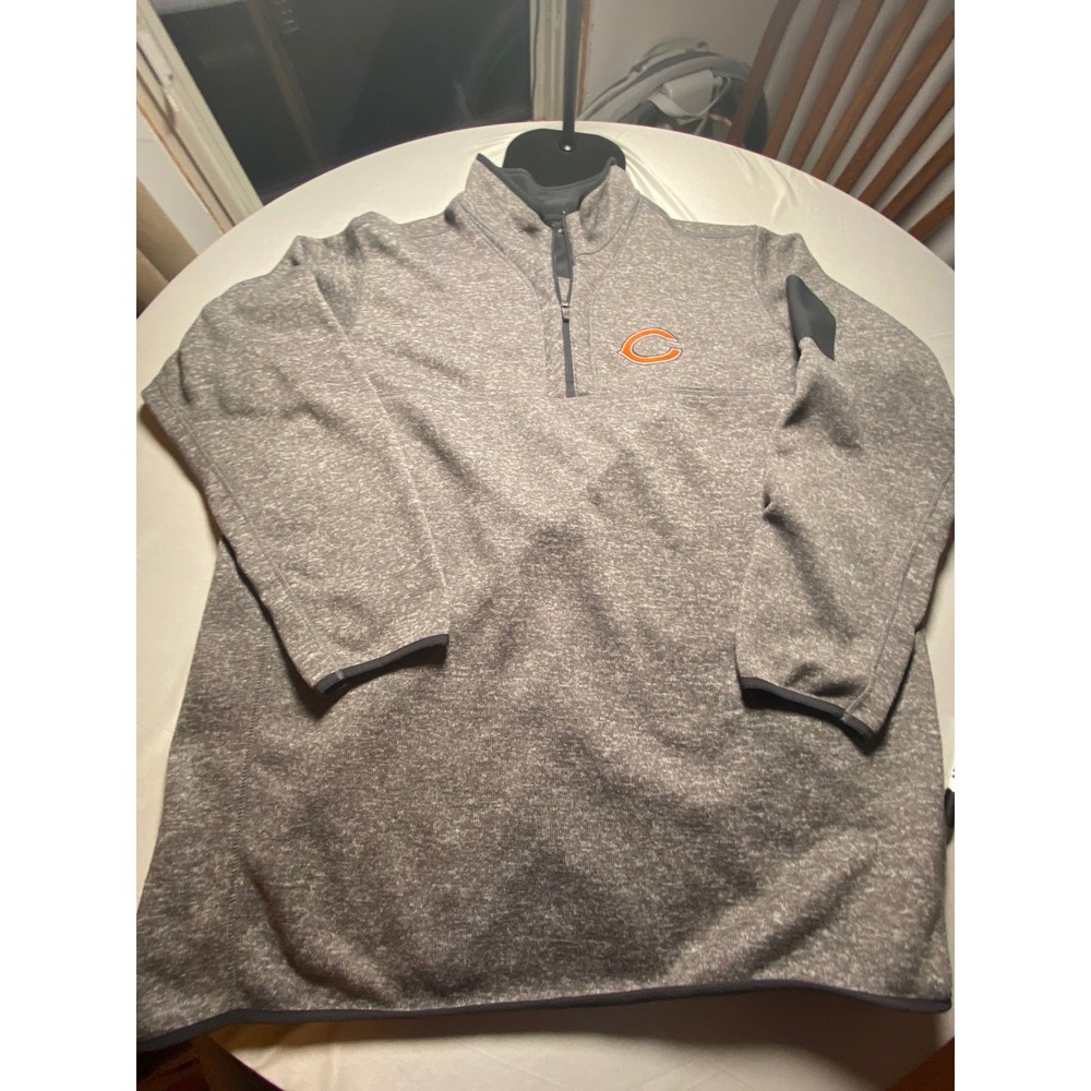 Antigua Chicago Bears Mens 4XLT Heather Gray Quarter Zip Fleece Pullover 104261